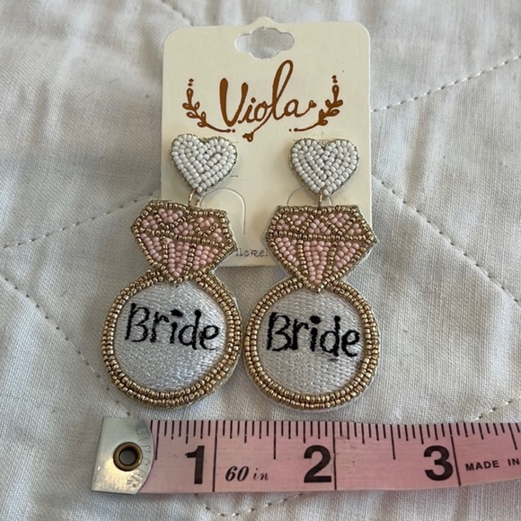 White Bride Diamond Ring 💍 Earrings NWT - Picture 6 of 7